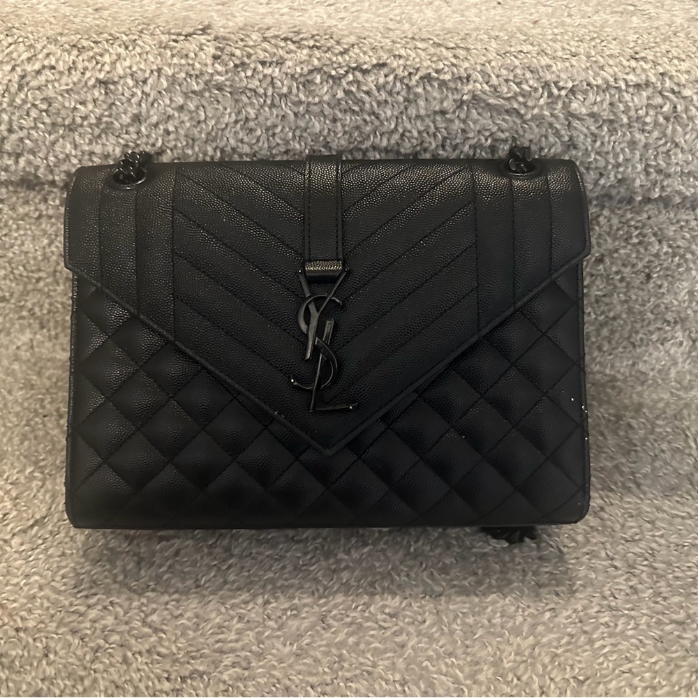 Yves Saint Laurent Black Chevron Quilted Shoulder Bag